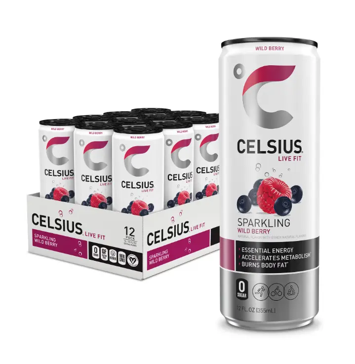 CELSIUS Sparkling Wild Berry, Functional Energy Drink 12 fl oz Can (Pack of 12)