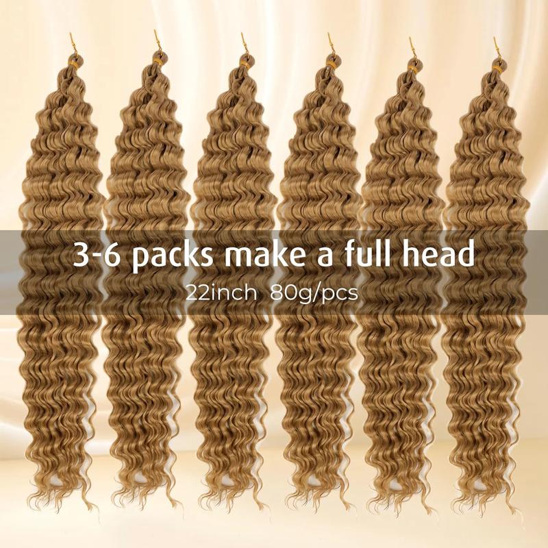 30 Inch Human Braiding Hair for Boho Braids, Deep Wave Bulk Knotless Braids Curly Bohemian Water Wave Braiding(#27, (3 No Weft Bundles/Pack))