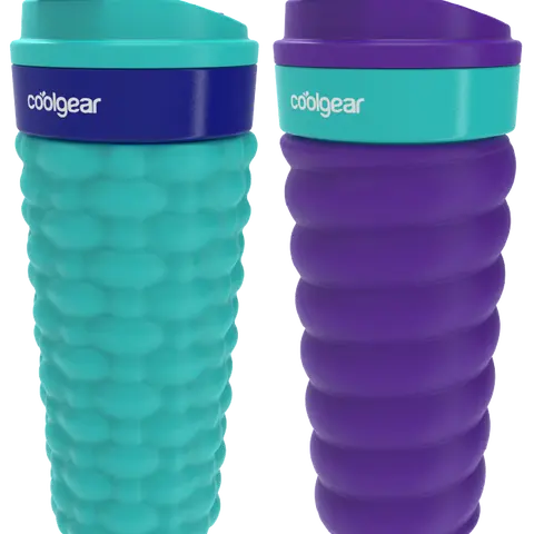 COOL GEAR Unisex Adults' Modern 2-Pack 20oz Reusable Go Grip Tumbler Cup - BPA-Free Lid, Non-Slip Textured Grip, Easy-Sipping Washable Portable Beverage Drinkware, Water Bottles for On-the-Go Coffee
