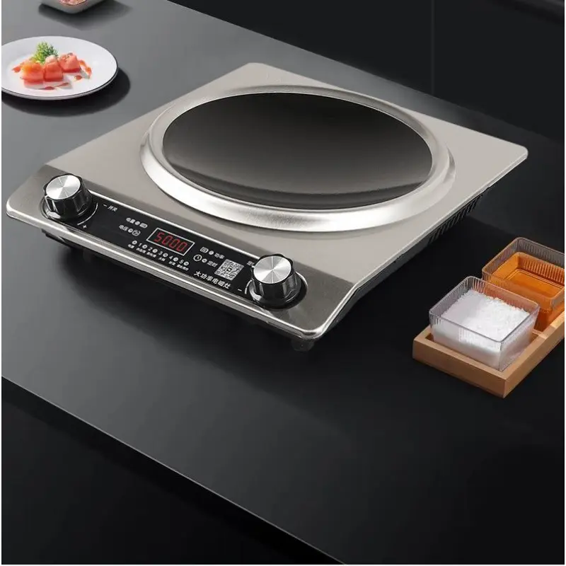5000W High-Power Concave Top Induction Cooker - Sturdy 39x33cm/390x335mm, Energy Efficient, Spill Proof, Upgraded Dual Chip, Simple Control, Multicook Mode, Safety Protection Systems for Family Gatherings & Cooking Beginners