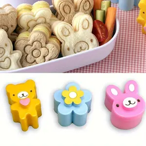 Cute Animal Shaped Sandwich Cutter, 3 Counts/set Cookie Bread Mold, Rabbit Panda Flower Bento Box Decorating Tools, Kitchen Gadgets, Cookie Cutters Home