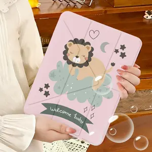 Trendy Cartoon Animal Illustration iPad/tablet PC Case, Hard Shell, Multi-Angle Folding, Auto Wake/sleep Functionality