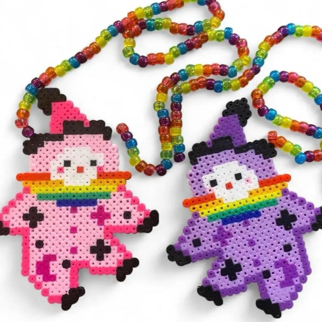 CUSTOM CLOWN CUTIEZ: Handcrafted Fuse Bead Necklace with Custom Colors Perfect for EDM Lovers Ravers and Music Festival Fans