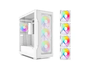 SAMA S40 White ATX Mid Tower Case - High Airflow, 4x 120mm ARGB PWM Fans, Tempered Glass, Mesh Front, Type-C, Supports ATX/M-ATX/ITX & 4090 GPUs - Computer Case