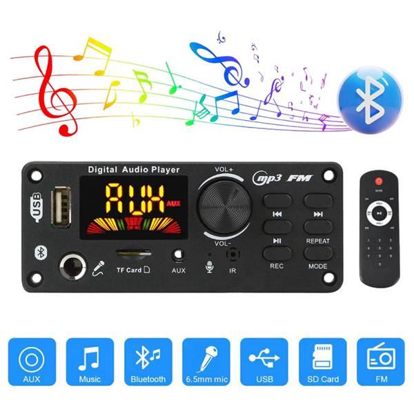 Professional Audio Decoder Module 6.5mm Microphone 12V Amplifier Bluetooth MP3 Decoder Board 2*50W Stereo Channel with Color Screen Recording Call Audio Decoding Module