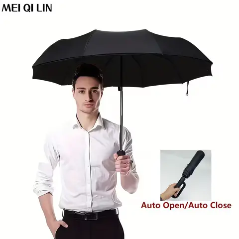 Meiqilin waterproof travel umbrella, fully automatic folding umbrella, reinforced windproof frame, suitable for daily commuting and business travel, UPF50 sun and rain dual-use neutral umbrella, 1/2 pack, shipped within 24 hours