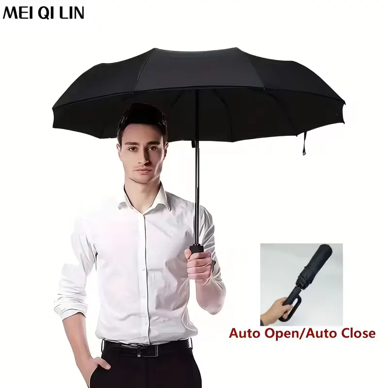 Meiqilin waterproof travel umbrella, fully automatic folding umbrella, reinforced windproof frame, suitable for daily commuting and business travel, UPF50 sun and rain dual-use neutral umbrella, 1/2 pack, shipped within 24 hours
