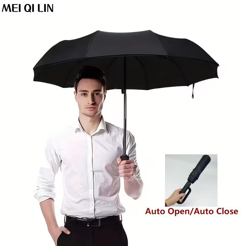 Meiqilin waterproof travel umbrella, fully automatic folding umbrella, reinforced windproof frame, suitable for daily commuting and business travel, UPF50 sun and rain dual-use neutral umbrella, 1/2 pack, shipped within 24 hours