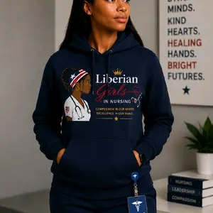 Liberian Girls In Nursing Premium Hoodie, Navy Blue
