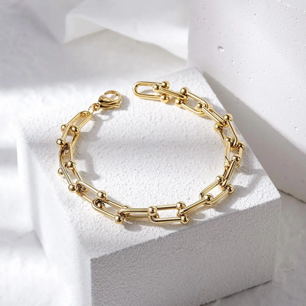 French Leather Bracelet with Weighted Chain - Classic Design, Comfortable Fit for Fashion Accessory Enthusiasts