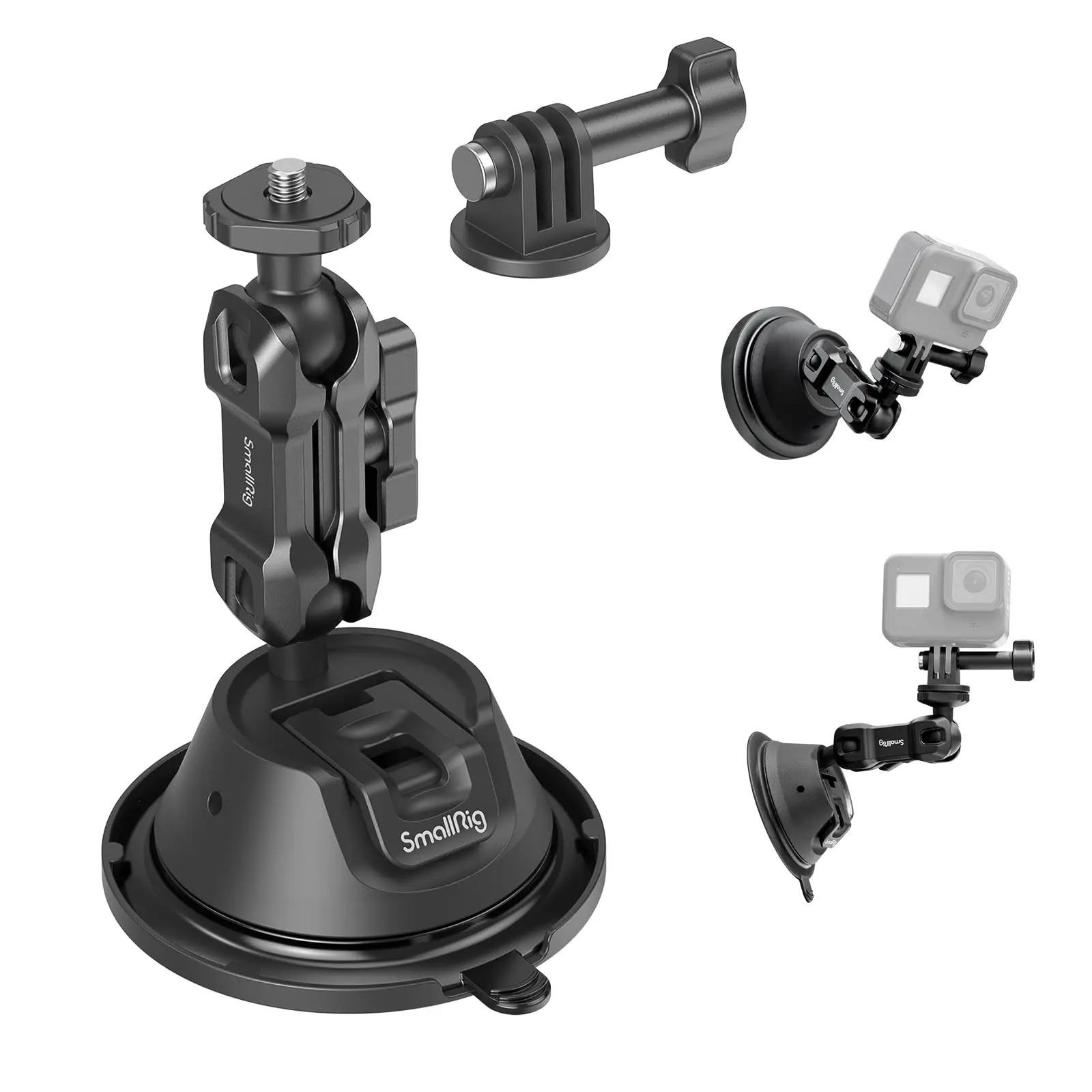 SmallRig Double-Layer Photographic Kit Mount 4193 - 360° Rotatable Stand with Threaded Screw, Compatible with iPhone16 Pro/MAX, GoPro, Insta360, Smartphone, Camera for Vlogging, Car Windshield/Window Use, 0.3kg Dynamic Load, 1kg Static Load Capacity