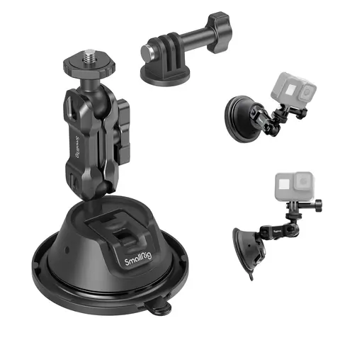SmallRig Double-Layer Photographic Kit Mount 4193 - 360° Rotatable Stand with Threaded Screw, Compatible with iPhone16 Pro/MAX, GoPro, Insta360, Smartphone, Camera for Vlogging, Car Windshield/Window Use, 0.3kg Dynamic Load, 1kg Static Load Capacity