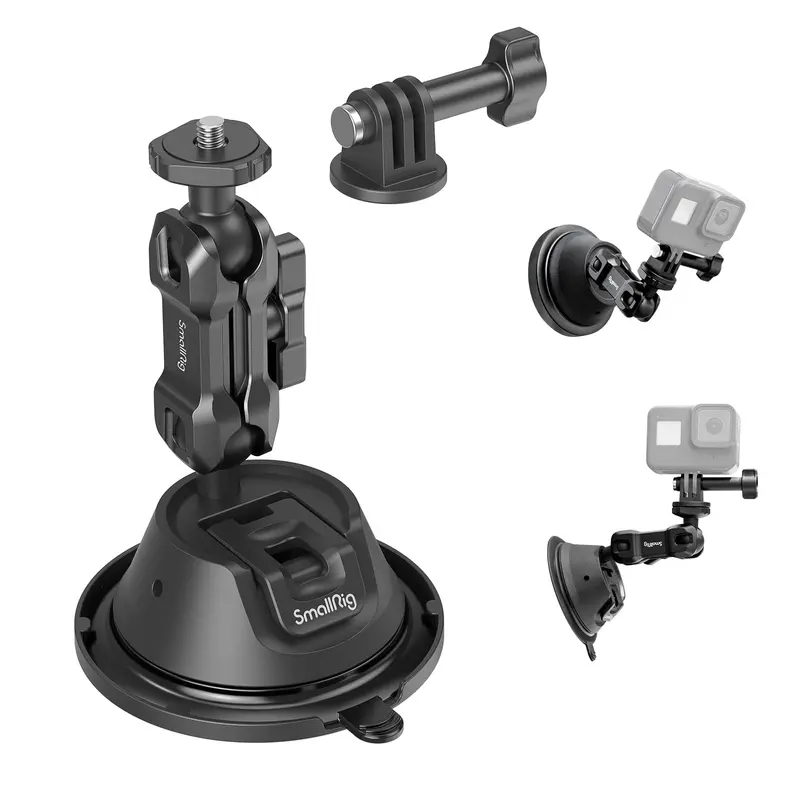 SmallRig Double-Layer Photographic Kit Mount 4193 - 360° Rotatable Stand with Threaded Screw, Compatible with iPhone16 Pro/MAX, GoPro, Insta360, Smartphone, Camera for Vlogging, Car Windshield/Window Use, 0.3kg Dynamic Load, 1kg Static Load Capacity