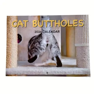 2026 Cat-Themed Wall Calendar Planner, Perfect for Cat Lovers, Cute Tail Design, January to December Dates, Office & Home Decor Essentials