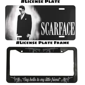 Scarface v2 License Plate And Frame, Personalized License Plate, Car Decor