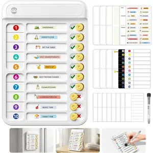 Chore Chart for Kids, Visual Checklist Planning Board with Sliders, 19 Personalizable Sheets, Magnetic Marker, ADHD Routine To Do List Schedule Board with Stand