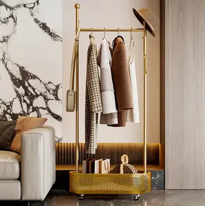 Wrought Iron Coat Rack with Grid Storage Rack and Sturdy Metal Frame Rolling Hanger for Hanging Clothes Coats Skirts Suitable for Bedroom Living Room Clothing Store Heavy Duty Portable Clothes Rack