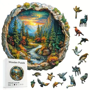 501 Colorful Forest Wooden Boxed Puzzle, Jigsaw Puzzles, Handmade DIY Christmas Gift, Holiday Gift Suitable for Home Living Room Office, Beginner Friendly