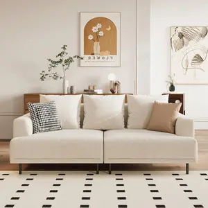 109.4" 4-Seater Modern Fabric Sofa Couch with Deep Comfortable Seating, Upholstered Nordic Style Sofa, Sofas for Living Room, Apartment or Office – Beige