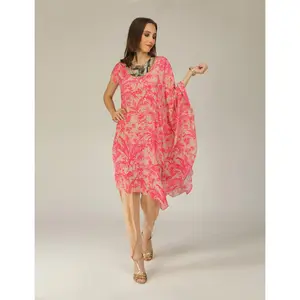 Raya Pink Digi Half Kaftan Tunic With Dhoti Pants