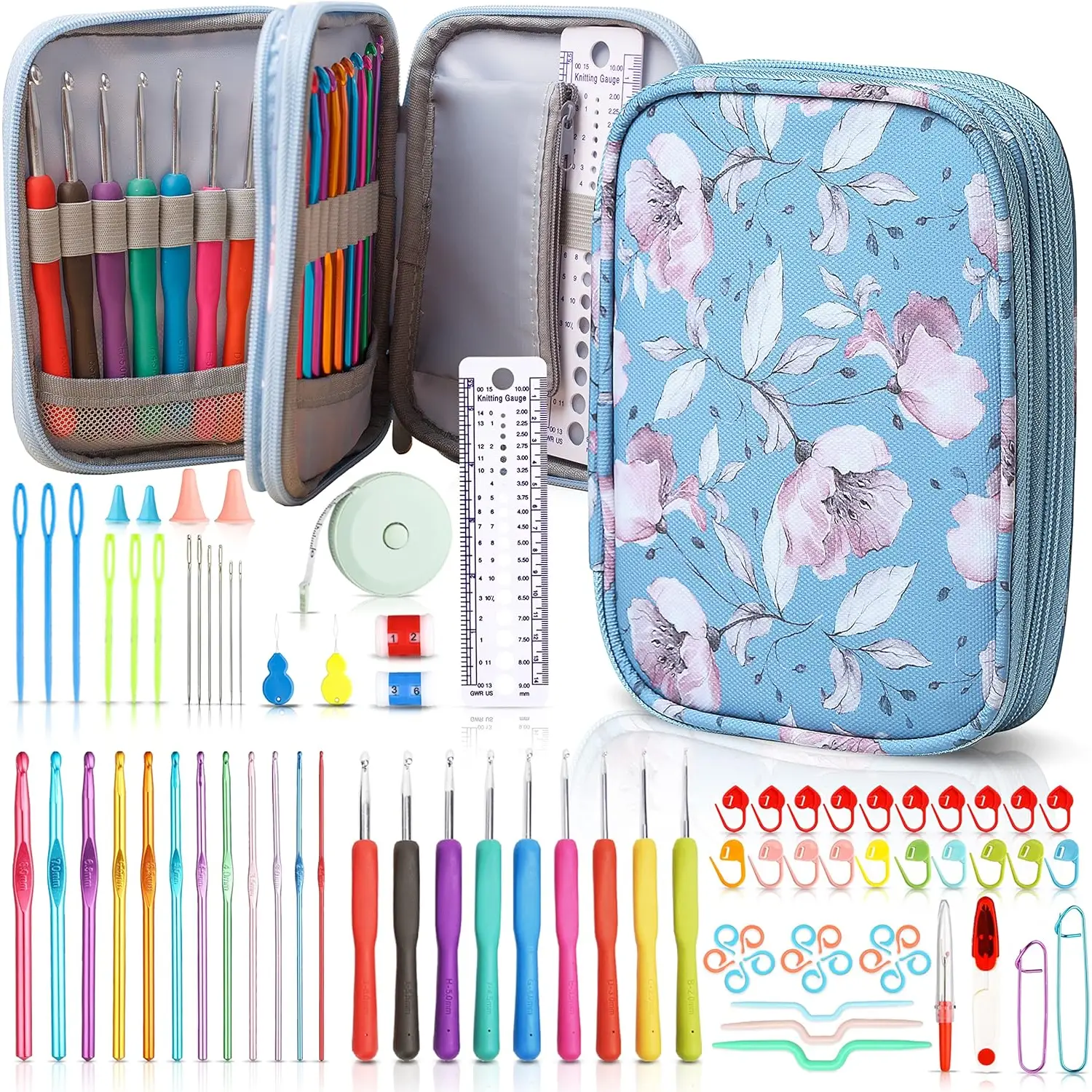 SHAXANO 86-Piece Crochet Hooks Kit with Case, Ergonomic Crochet Needles Weave Yarn Kits DIY Hand Knitting for Beginners & Experienced Crochet Lovers