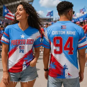Puerto Rico Soccer Jersey, Custom Name Number Puerto Rico Jersey Adult Youth Kid, Puerto Rico Football Family Matching Shirt