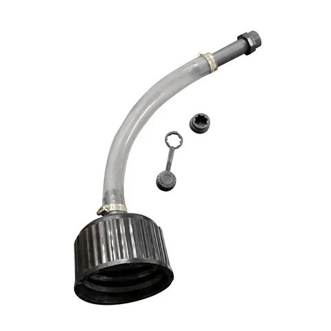 KP KOOL PRODUCTS 15-in Industrial PVC Racing Fuel Filler Hose - Transparent Gas Can Spout Kit with Stopper Cap, Vent Plug, Thread Adapter - Fluid Transfer for 3-5 Gal Utility Cans (Fits VP Racing, Pit Posse, Space Saver, Jegs, Scribner & More)