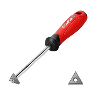 Grout Removal Tool with Carbide Tip - Grout Cleaner, Caulking Remover, Scraper with Soft-Grip Handle, for Tile Gaps, Tile Joints or Corners