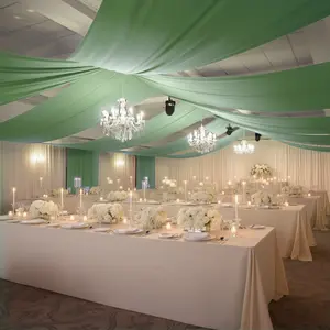 Sage Green 4-Way Stretch Spandex Event Curtain Drapes, Wrinkle-Free Backdrop Panel with Rod Pockets - 5ft x 20ft