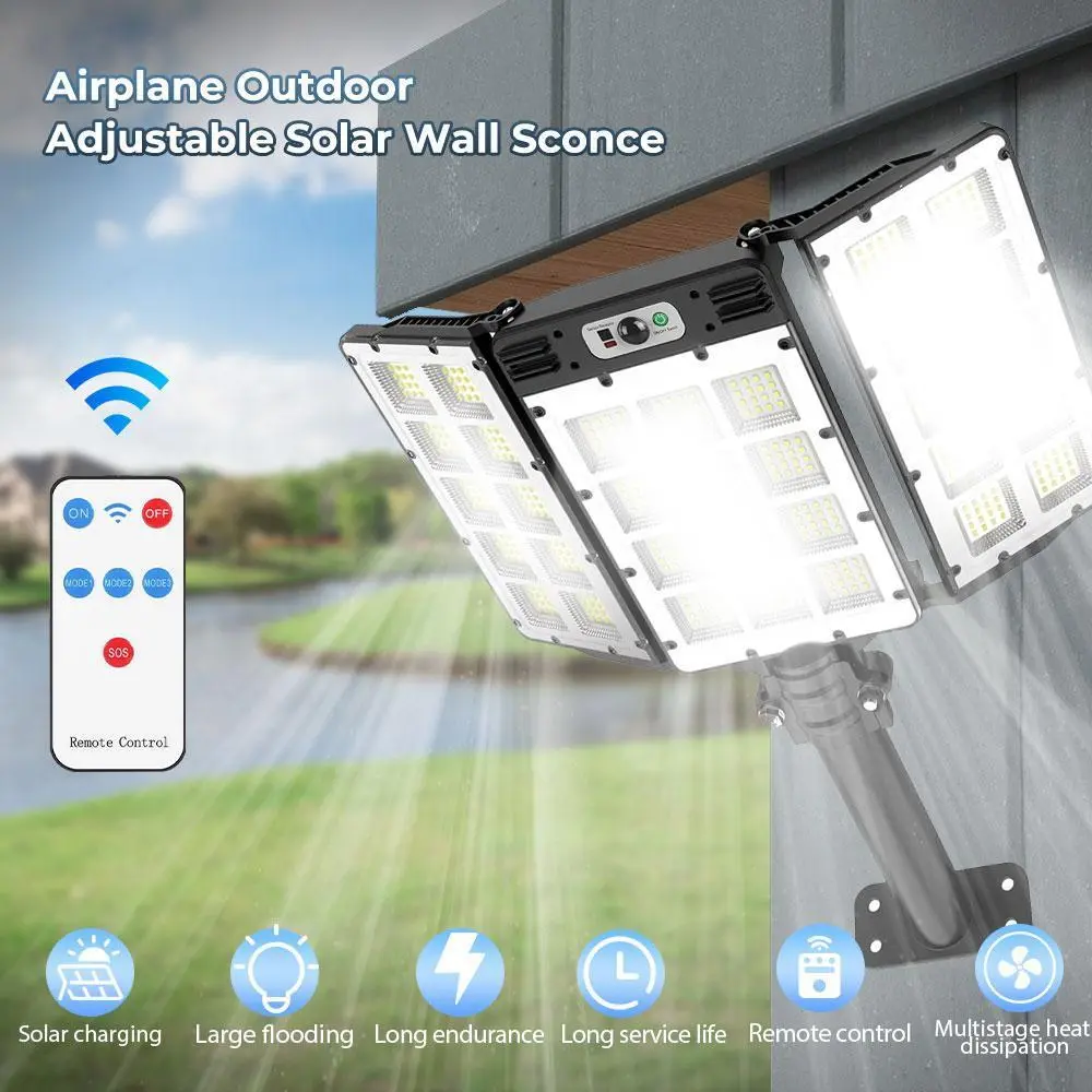 【Summerfinds】800 LED Solar Flood Light Outdoor, 5000LM Motion Sensor Security Lights with Remote Control, IP65 Waterproof, 6000mAh