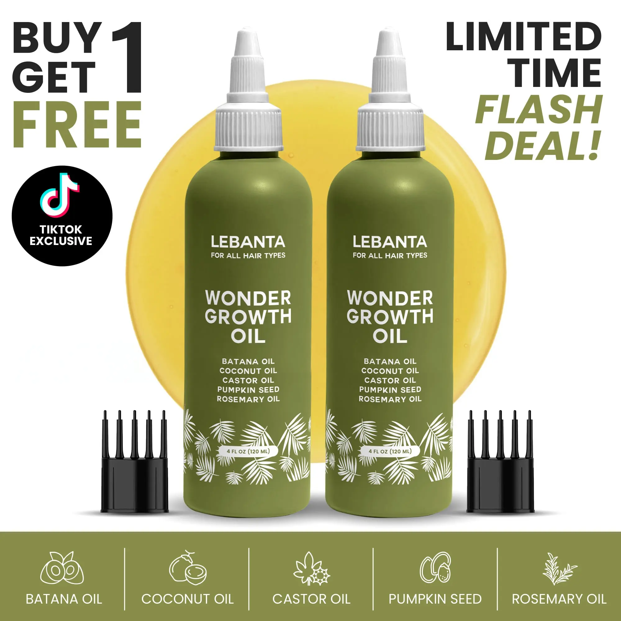 Lebanta Haircare Batana Oil for Hair Growth, Hydrating Scalp Serum for Thickening & Strengthening Hair, with Rosemary & Castor Oil, For Men & Women, 2 Pack, Batana Hair Oil, Vegan