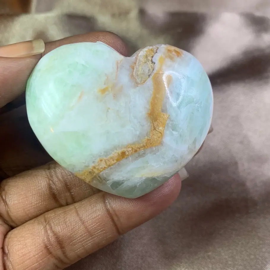 Natural Blue Aragonite Crystal Heart
