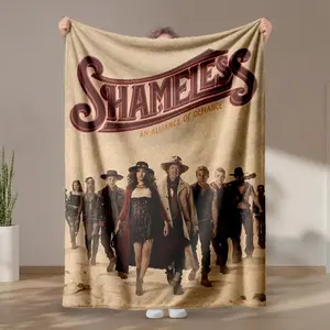 1 piece Shameless: Rebel Alliance Western Style themed flannel blanket - Flannel blanket with modern design, suitable for sofas and beds, all-season use, super soft and comfortable, digitally printed pattern, 100% polyester material, machine