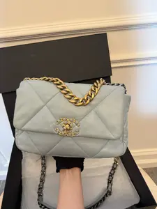 Pre-owned CHANEL 19 bag blue chips