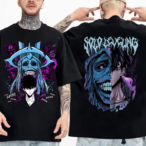 valentine shirts Japanese Anime Solo Leveling T Shirt Men Sung4 Jinwoo Cartoon Graphic Tees Harajuku Short Sleeve High Quality Cotton T-shirt