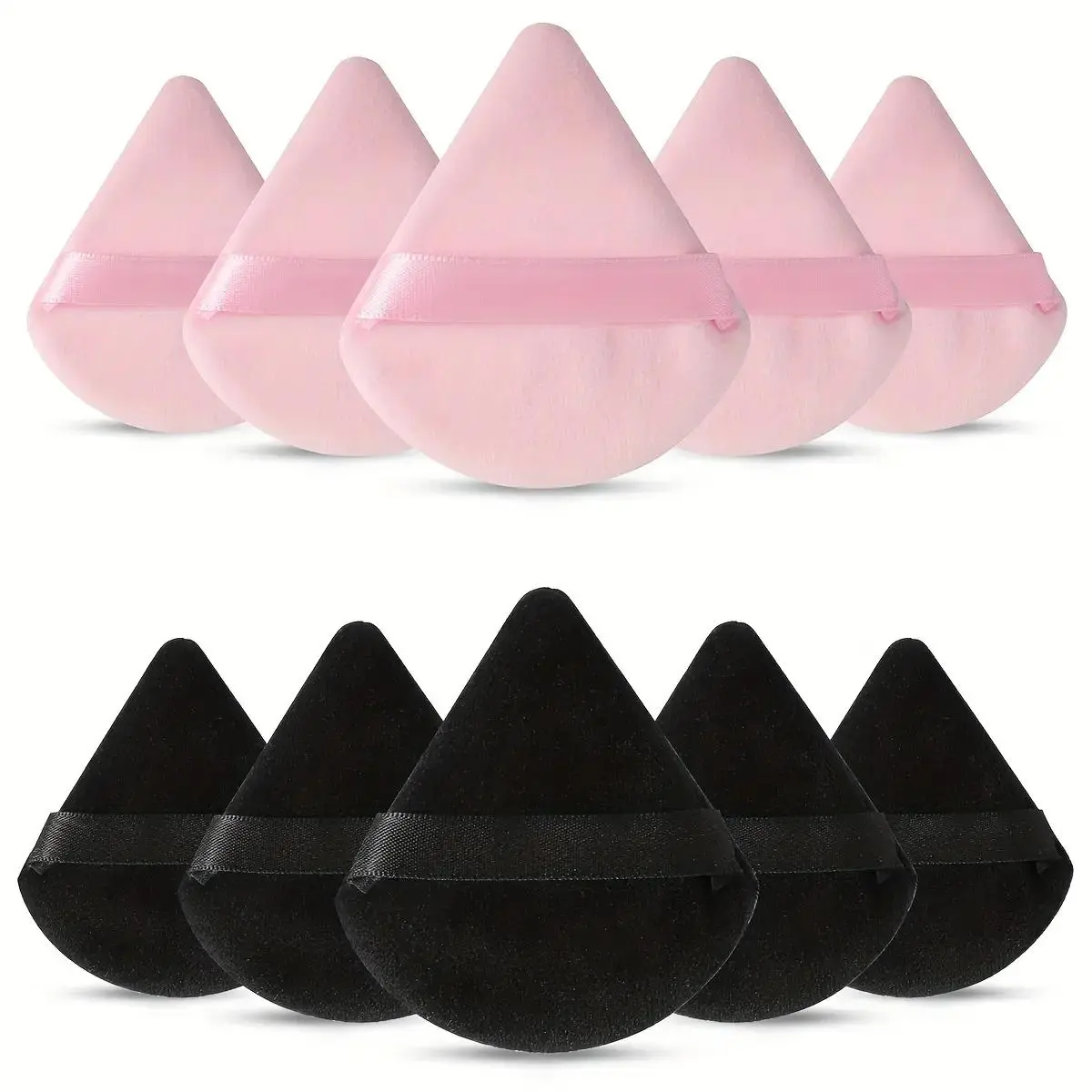 10-pack Reusable Triangular Powder Puffs - Soft Plush Sponge, Flocked Powder Puffs for Face Powder Makeup, Cosmetics, Makeup Products, Mini Makeup, Beauty Puff, Triangle Powder Puff, Powder Puff Set