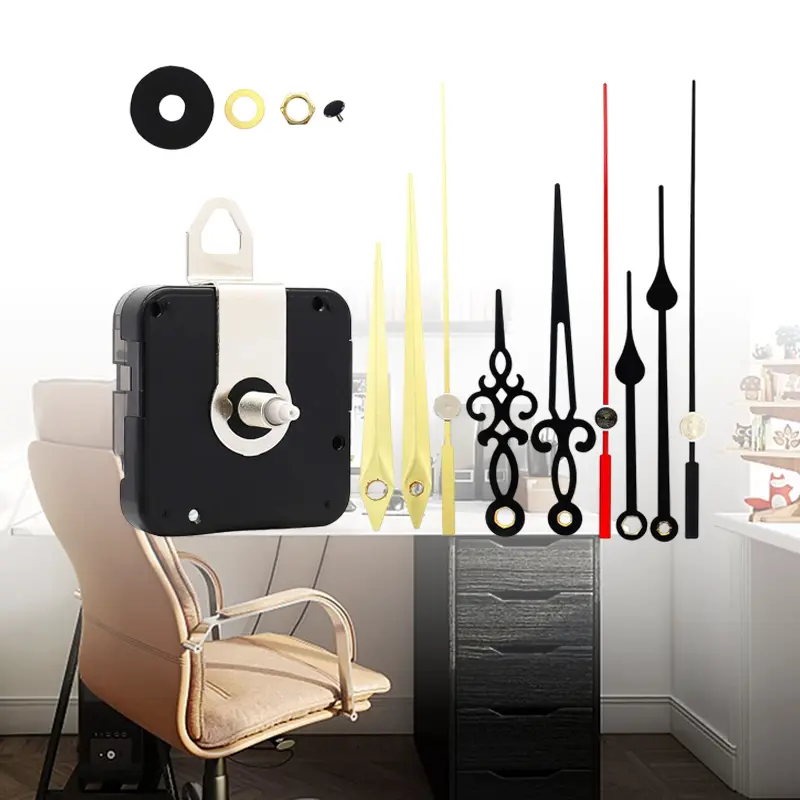 Clock Movement Replacement Set with Clock Hands, 19mm (3/4 in) Shaft Length, 11mm (7/16 in) Thread Length, Home Decor Hanging Accessory for Repair Needs
