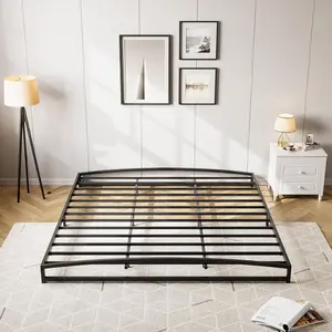 Ca King Size Low Bed Frame - 6 Inch Heavy Duty Metal Platform  Mattress Foundation  Noise-Free  No Box Spring Needed  Easy Assembly Non-Slip Black