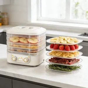 5-Tier Food Dehydrator, Dryer with Digital Timer and Temperature Control for Fruits, Vegetables, Meats and Snacks Easy to Store and Clean Kitchenware BPA Free Tray, Healthy Snacks, Movie Night Snacks, Daytime Gift Ideas, Mini Food Processor