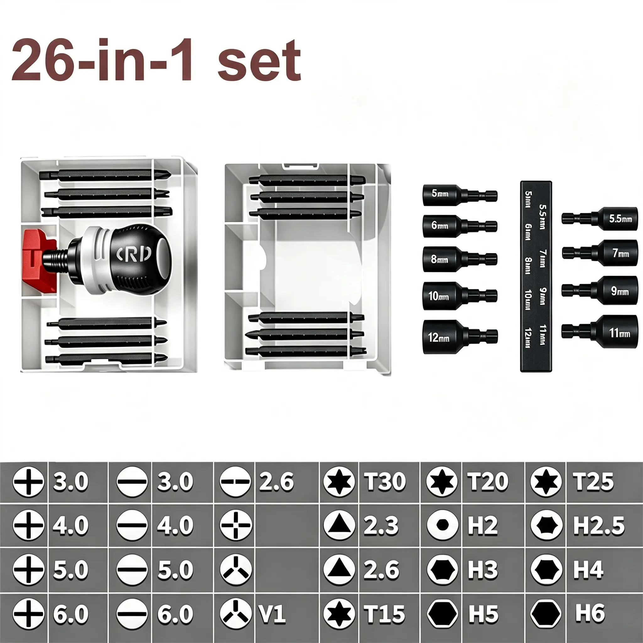 Short ratchet screwdriver CR-V hardened hard dual-purpose screwdriver head Telescopic dual-purpose screwdriver cross Slotted screwdriver head Screwdriver powerful magnetic multi-function Fathers Day Gift