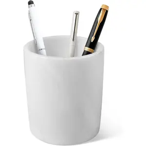 Marble Pen Holder, Natural Marble Toothbrush Holder Pencil Cup Organizer for Desk,True Stone Desk Accessories for Home Office, and