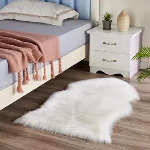 Solid Color Soft Fuzzy Rug, Soft Fluffy Area Rug, 1 Count Irregular Non-slip Floor Carpet, Faux Fur Cozy & Comfortable Mat Furry Soft Rugs For Home Living Room Bedroom Decor
