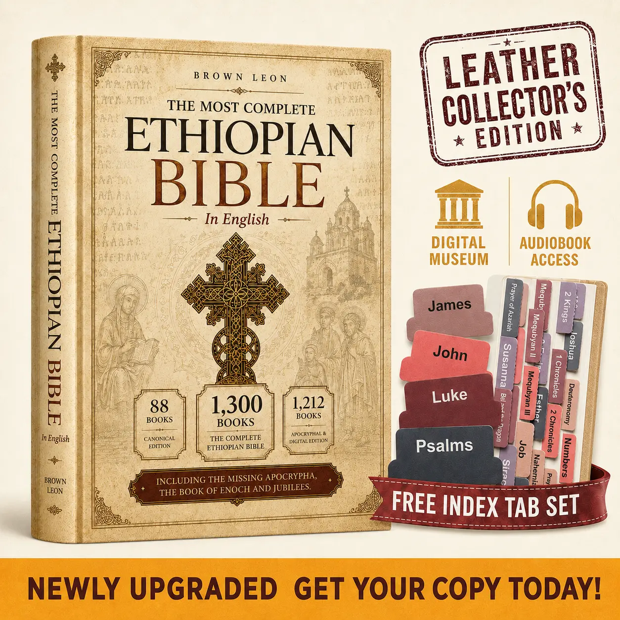 Complete Ethiopian Bible in English – Leather Collector’s Edition, 88 Books with Enoch, Jubilees & Missing Apocrypha, Free Bible Tabs, Digital Copy & Audiobook