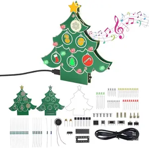 Christmas Tree Soldering Project Xmas Tree Soldering Practice Kit With Music Colorful Light Patterns 3 Lighting Modes DIY Electronic Kit for Learning Education Desktop Decoration