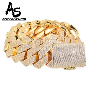 AstraStudio - 30mm/25mm Heavy Hip Hop 5a Cz Stone Bling Ice Out Solid Cuban Miami Link Chain Necklaces For Men Rapper Jewelry #Springtok