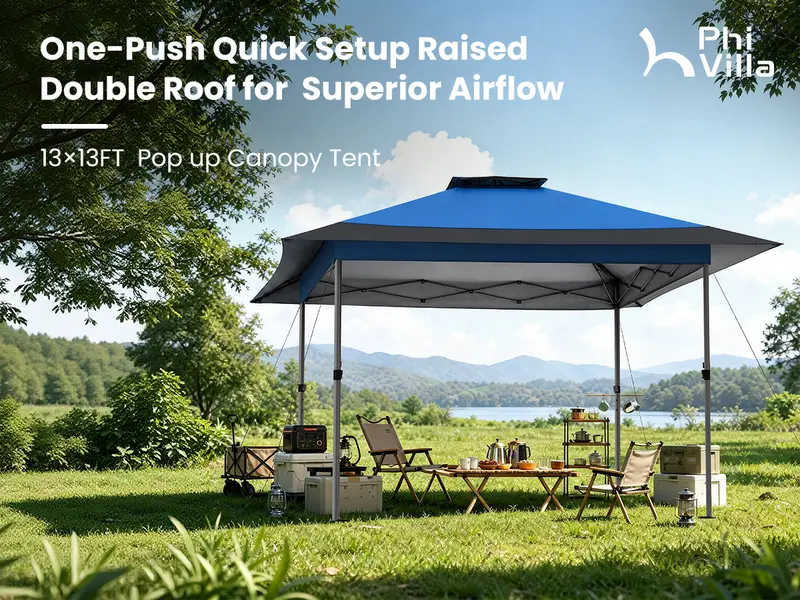 PHIVILLA Easy Set-up 13x13ft Pop-Up Canopy Gazebo Outdoor Tent 169 sq.ft Sun Shade Folding Design, Instant Portable Canopy Tent Outdoor Gazebo with Roller Bag,