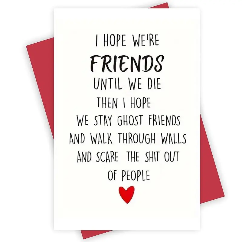 Fun Birthday Card for Friends, 1 Set HumorousSlogan Graphic Message Card with Envelope, Creative Gift for Friends, Birthday Gift, Cool School Supplies, Positive Message Card, Birthday Card Funny