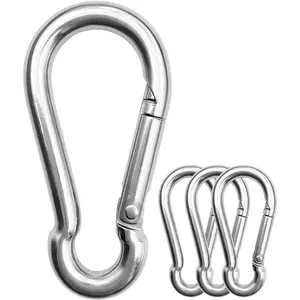 304 Stainless Steel Carabiner 2 inch, 3 inch, 4 inch, 5 Inch.Heavy Duty Carabiner Clips.Stainless Steel Spring Snap Hooks for Camping & Travelling.