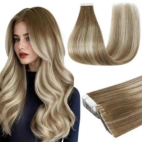 Full Shine Injection Tape in Extensions Real Human Hair 12-24 Inch 20 Pcs 50G Long Straight  Seamless for Beauty FallPicks #SohoChic #tiktokshopstockup#tiktokshopsummersale