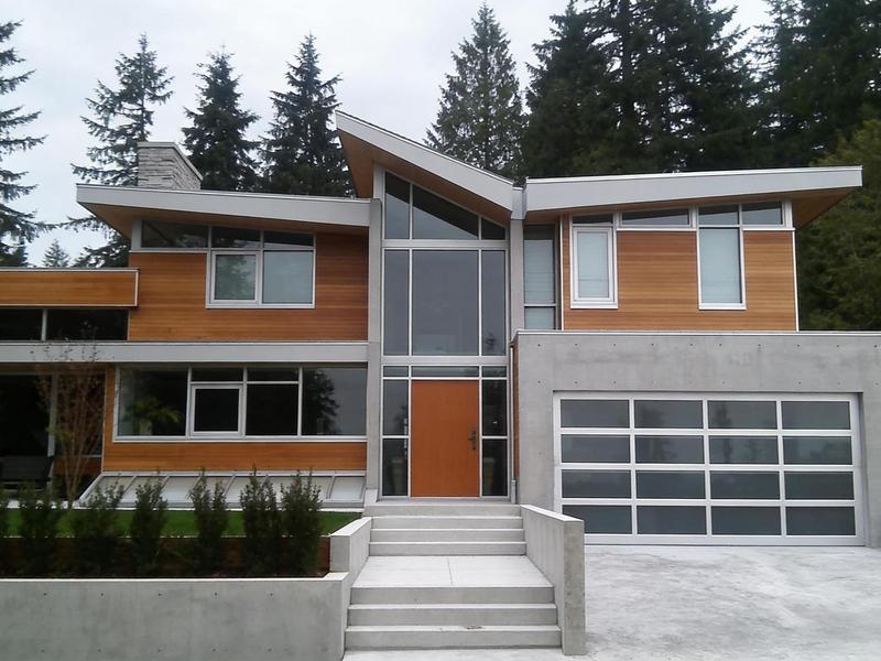 Contemporary Aluminum & Clear Tempered Glass Garage Door